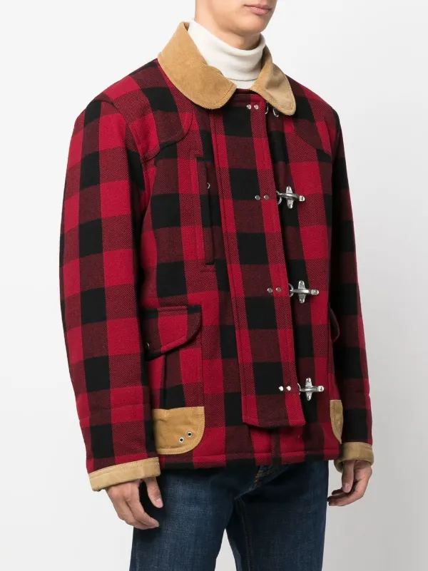 Plaid shearling jacket on sale mens