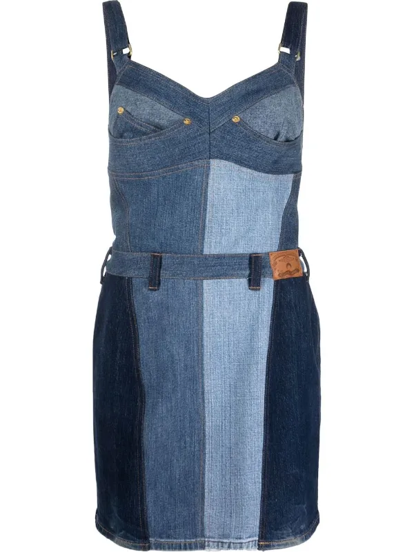 ワンピース MARINE SERRE Regenerated Denim Mini Dress 18836501_41135266_600.jpg