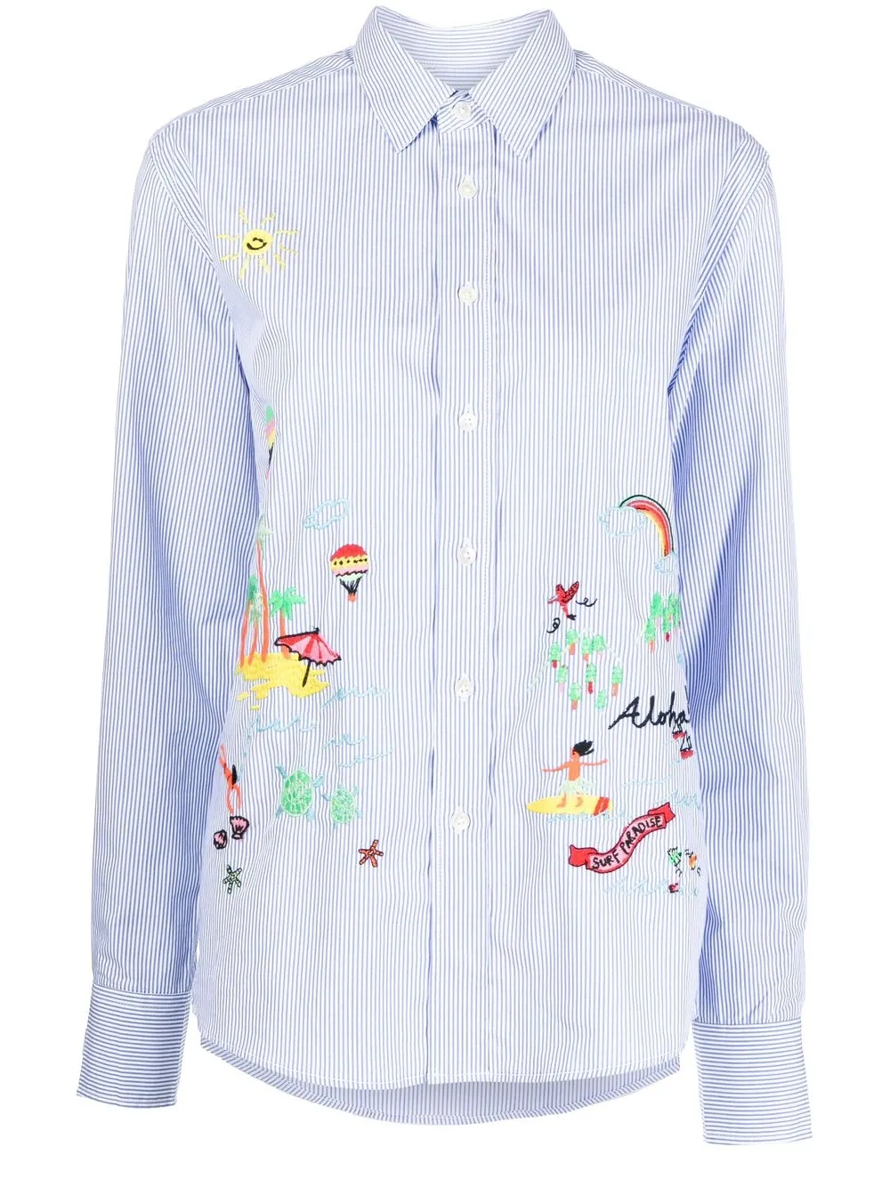 

Mira Mikati embroidered striped shirt - Blue