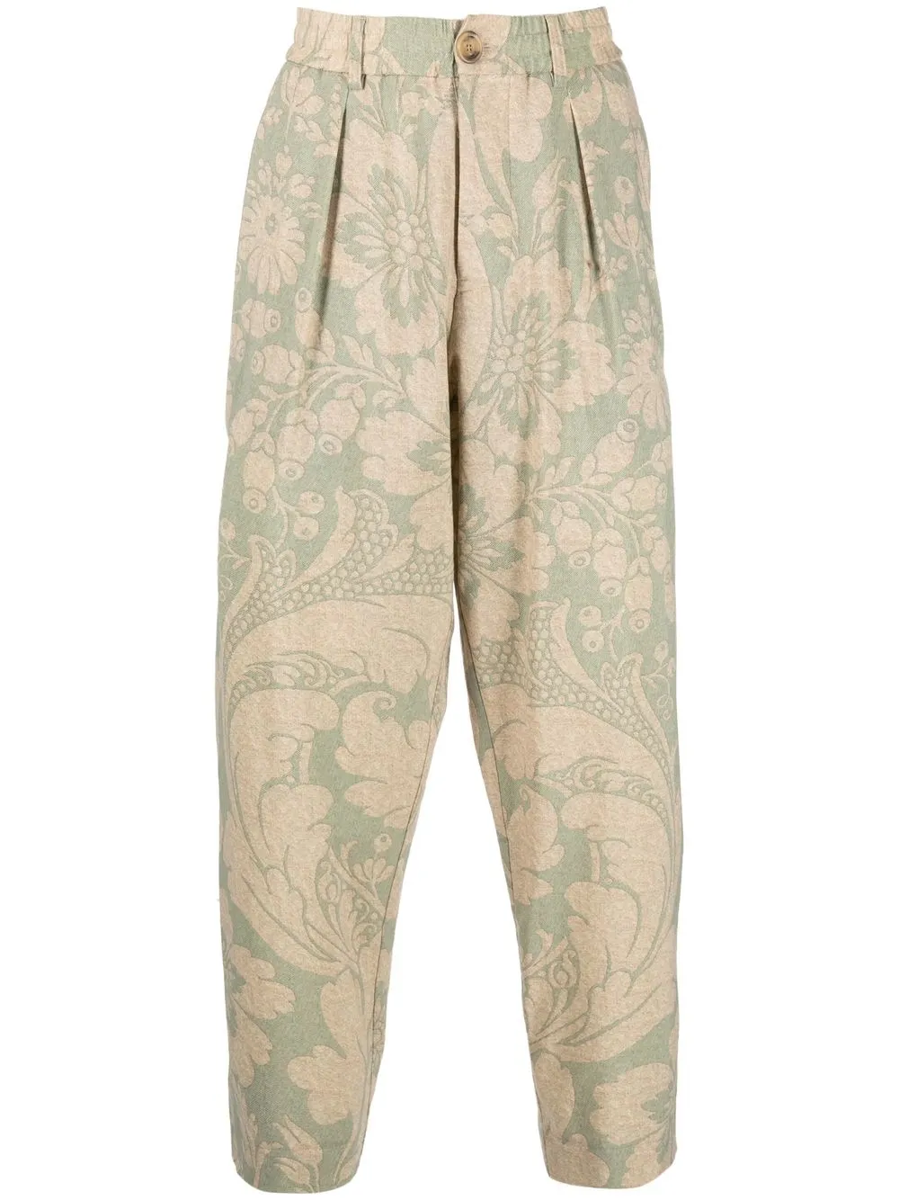 

Pierre-Louis Mascia floral-print cropped trousers - Neutrals