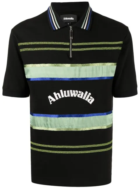 Ahluwalia logo-print zip-up polo shirt
