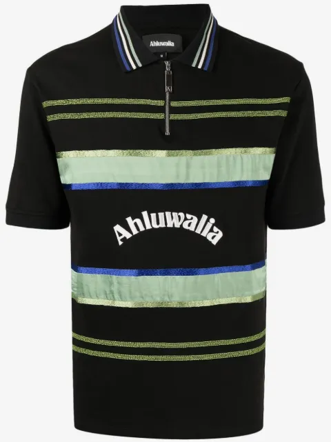 Ahluwalia logo-print zip-up polo shirt