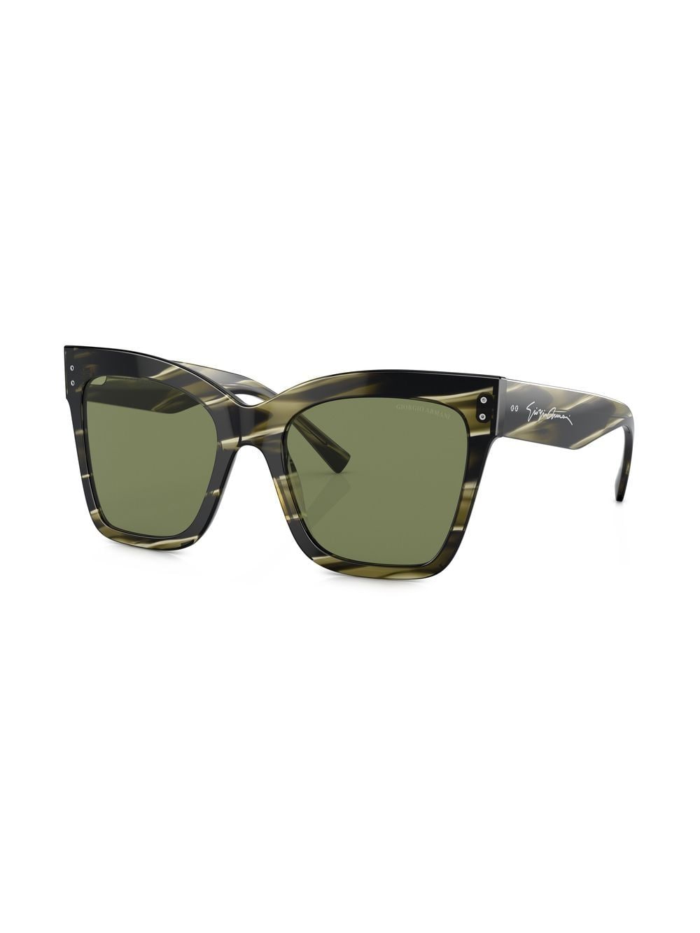 Shop Giorgio Armani Logo-print Square-frame Sunglasses In Grün