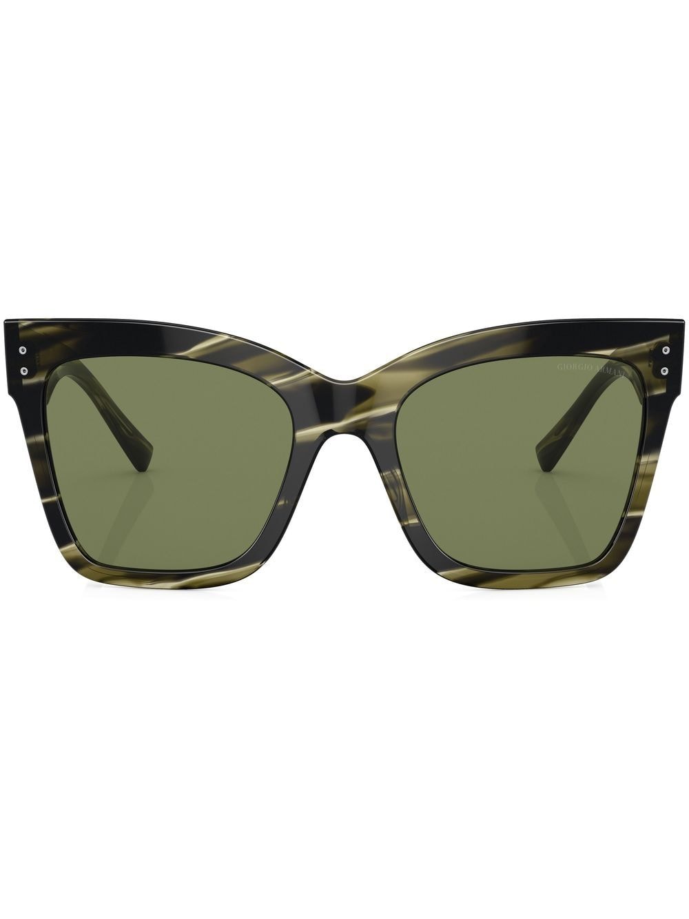 Shop Giorgio Armani Logo-print Square-frame Sunglasses In Grün