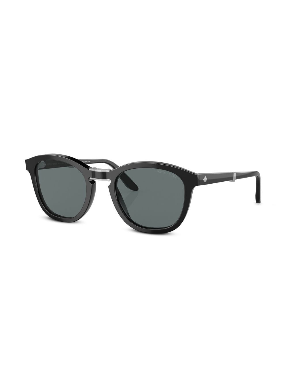 Shop Giorgio Armani Logo-print Round-frame Sunglasses In Schwarz