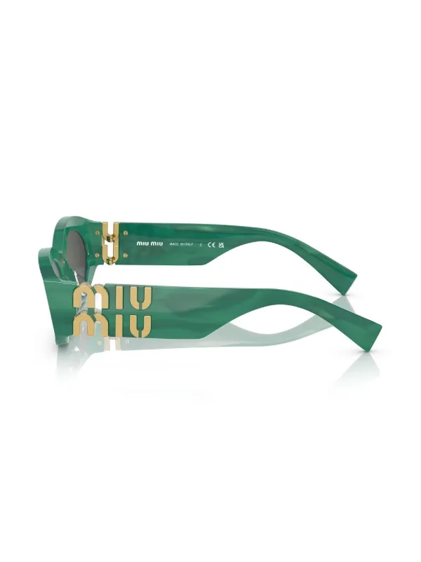 Miu Miu Eyewear Glimpse oval-frame Sunglasses | Green | FARFETCH display picture 3