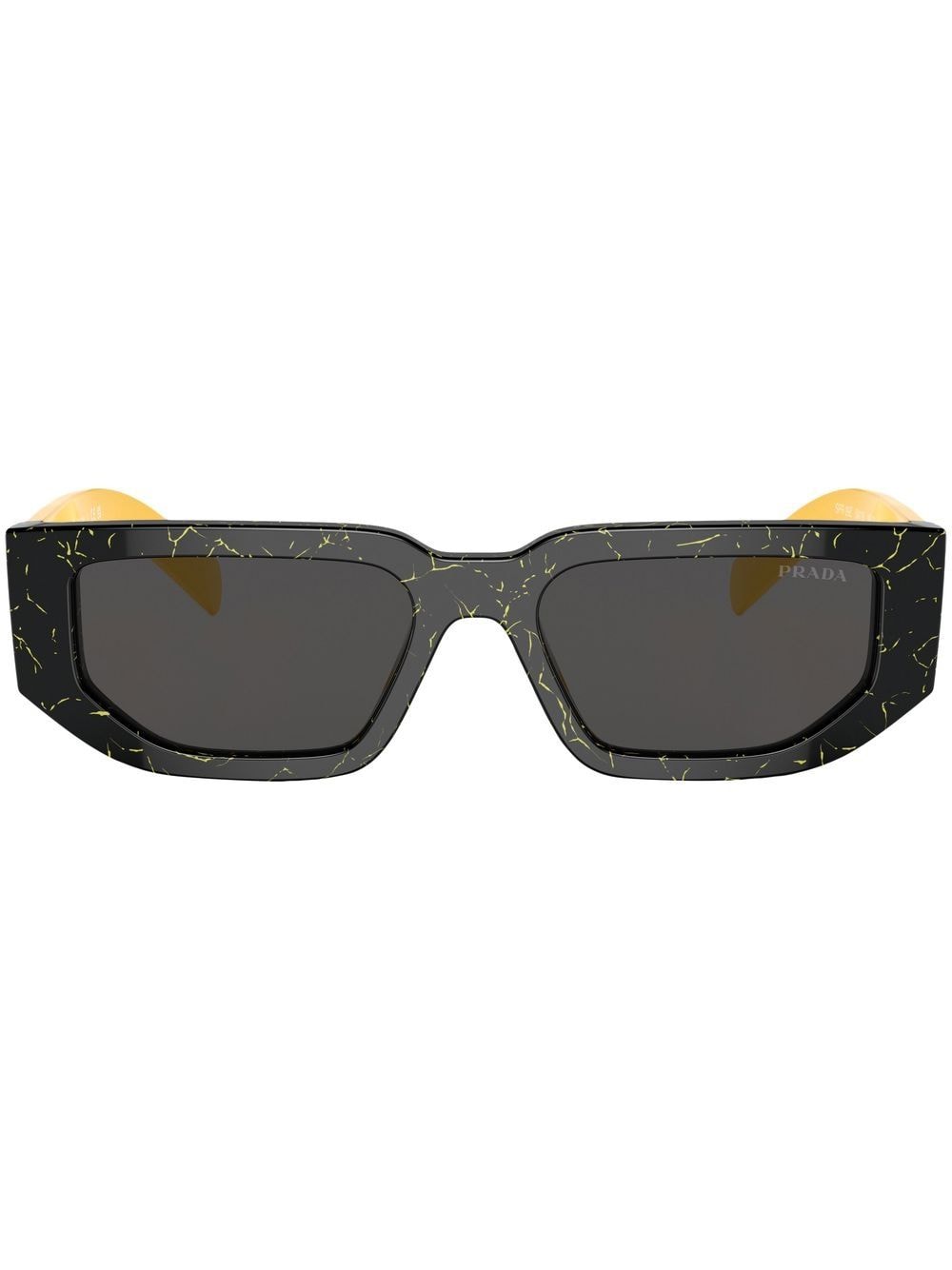 Shop Prada Two-tone Logo-arm Sunglasses In Black