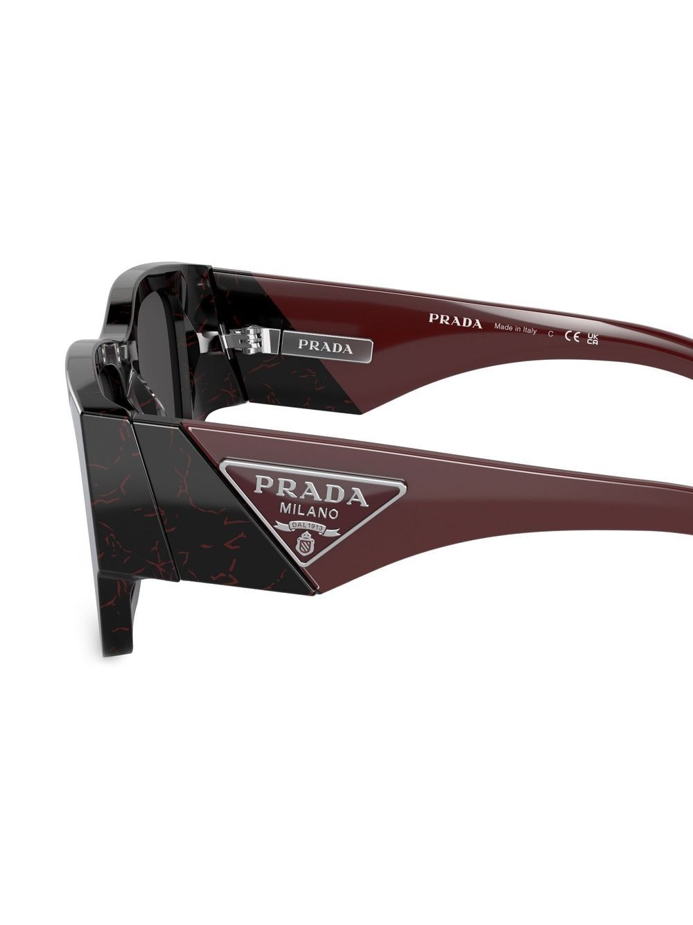 Shop Prada Logo-arm Square-frame Sunglasses In Black