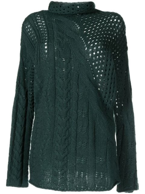 cable-knit cashmere tunic