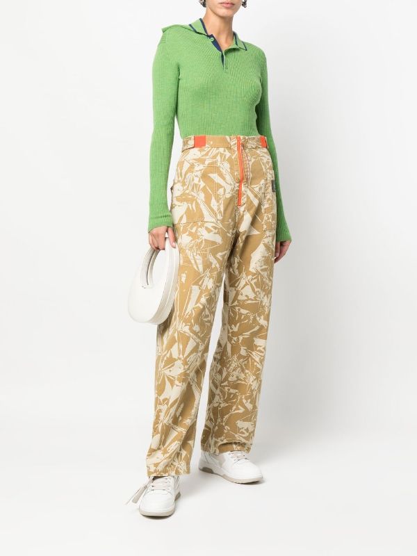 graphic-print jacquard fleece trousers, Aries