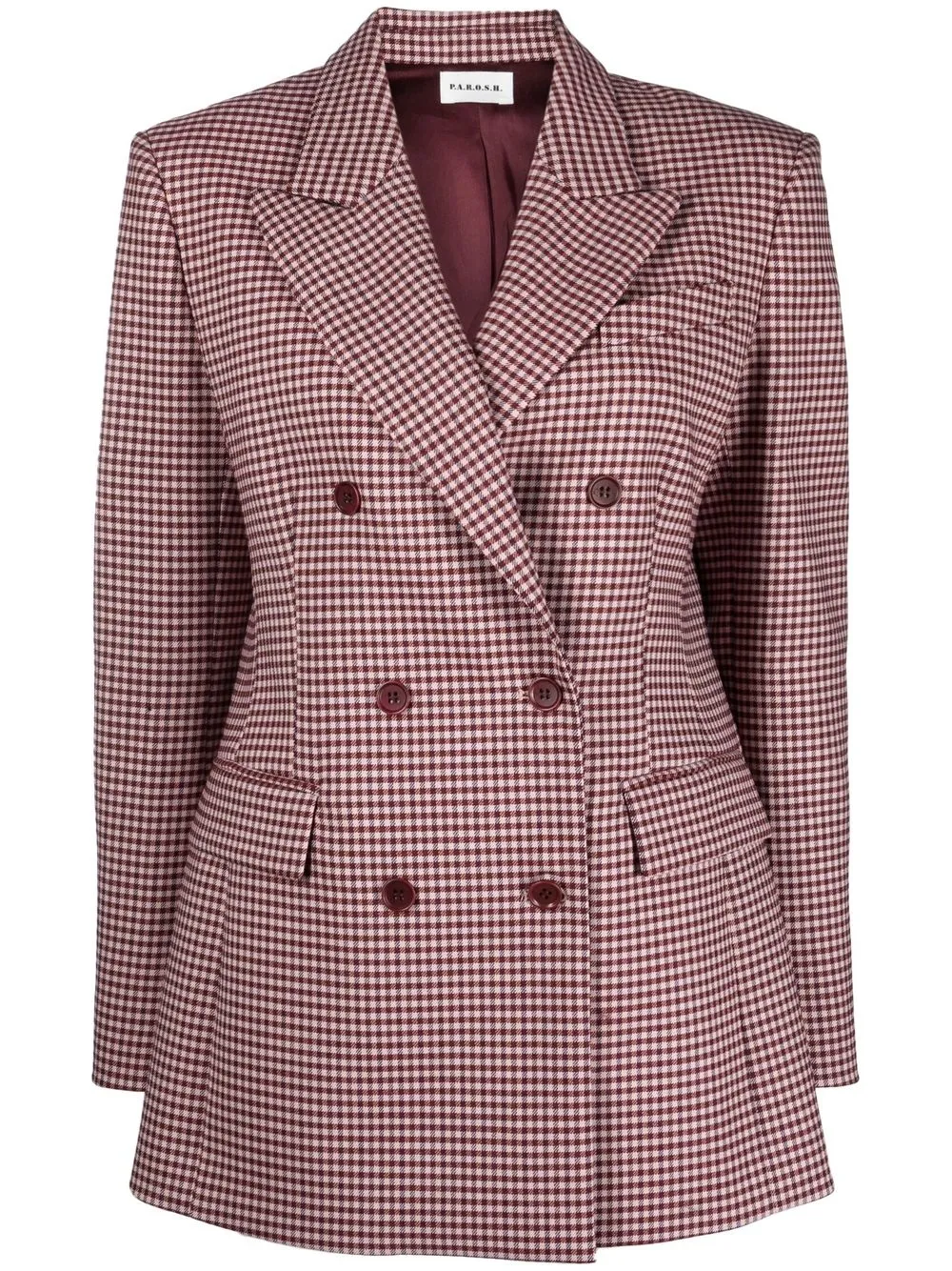 

P.A.R.O.S.H. blazer con motivo cuadros gingham y doble botonadura - Marrón