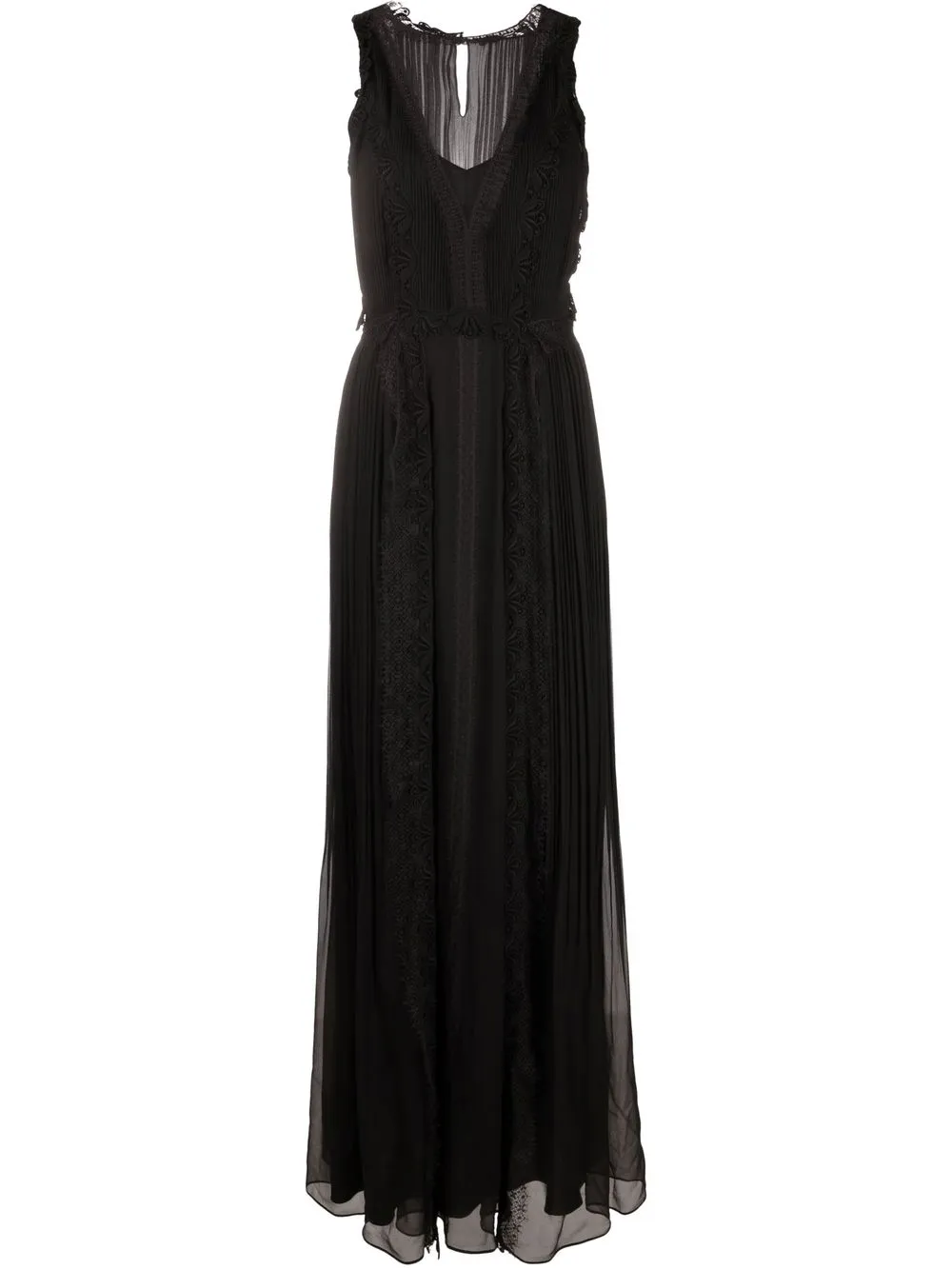 

Alberta Ferretti lace-trim silk maxi dress - Black