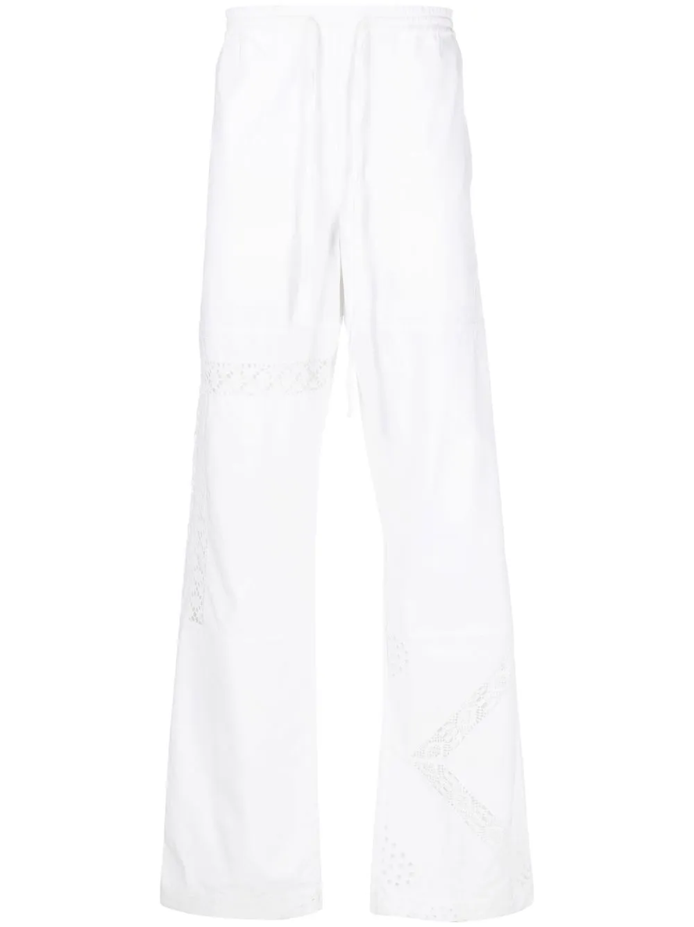 

Marine Serre lace-panel cotton trousers - White