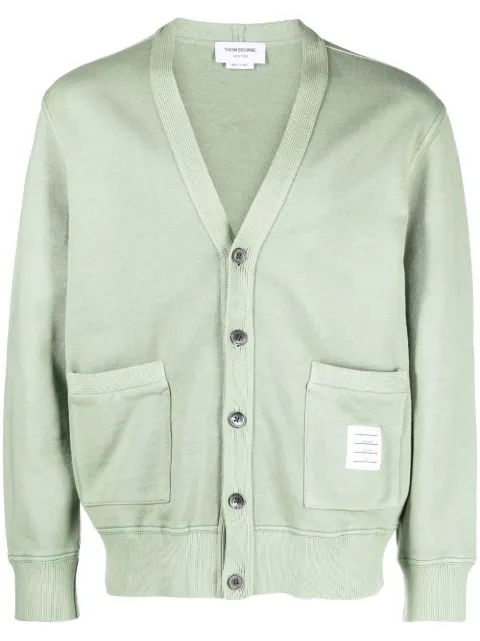 logo-patch V-neck cardigan