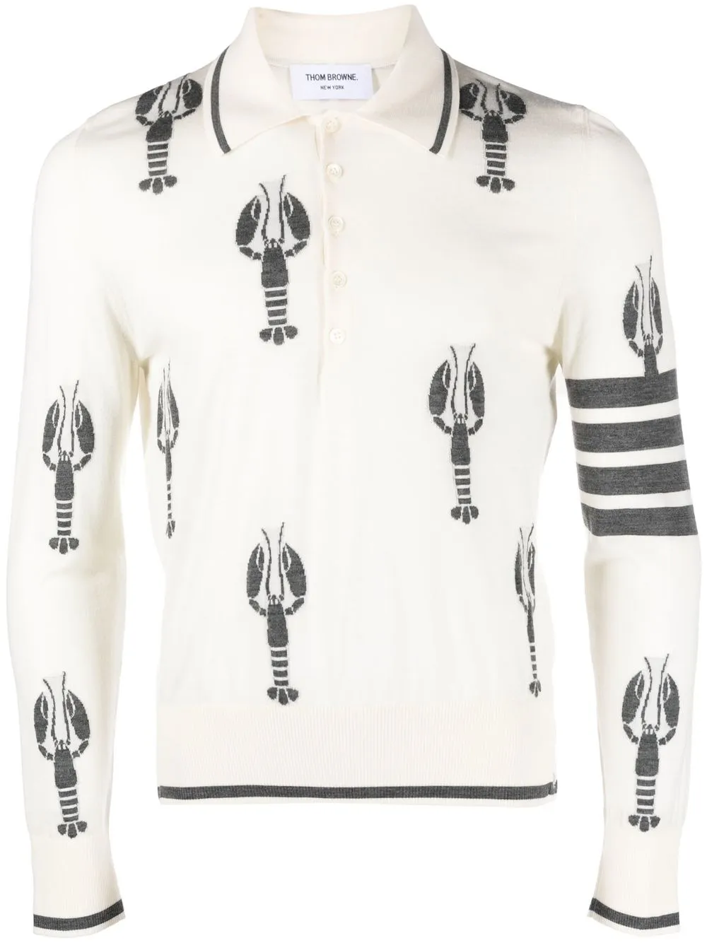 

Thom Browne lobster-intarsia polo shirt - White