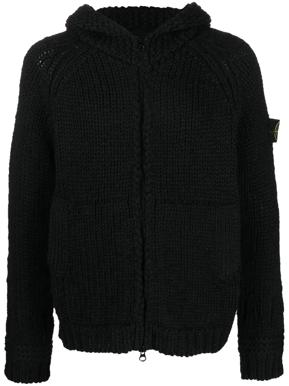 

Stone Island Compass-patch zip-up hoodie - Black