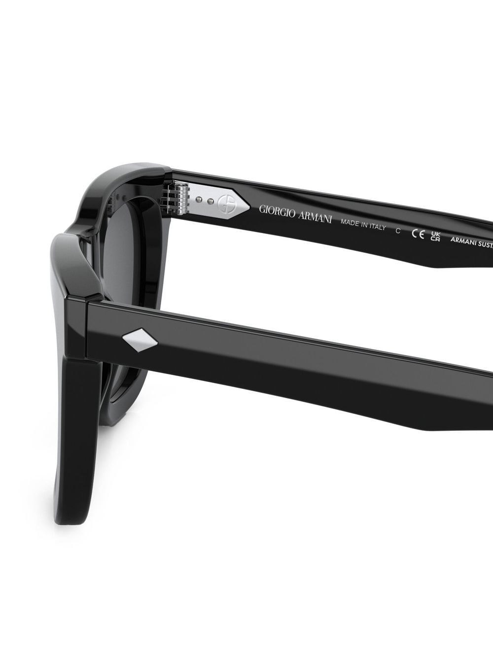 Shop Giorgio Armani Logo-print Square-frame Sunglasses In Schwarz