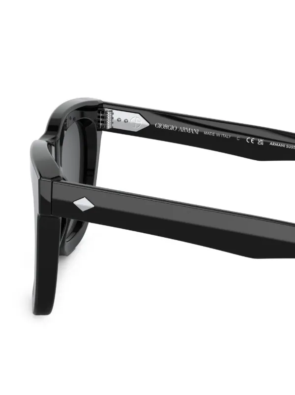 Giorgio Armani logo-print square-frame Sunglasses | Black | FARFETCH