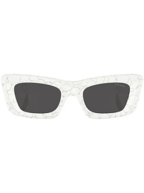 Prada Cream Rectangular Sunglasses with Marble Temples PRADA SPR A07S squared rectangular sunglasses col. white  main image 4