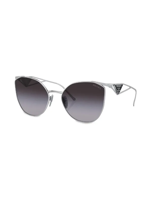 Prada Eyewear Logo cat-eye Frame Sunglasses | Silver  display picture 3