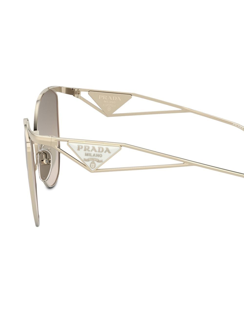 Shop Prada Logo Cat-eye Frame Sunglasses In Gold