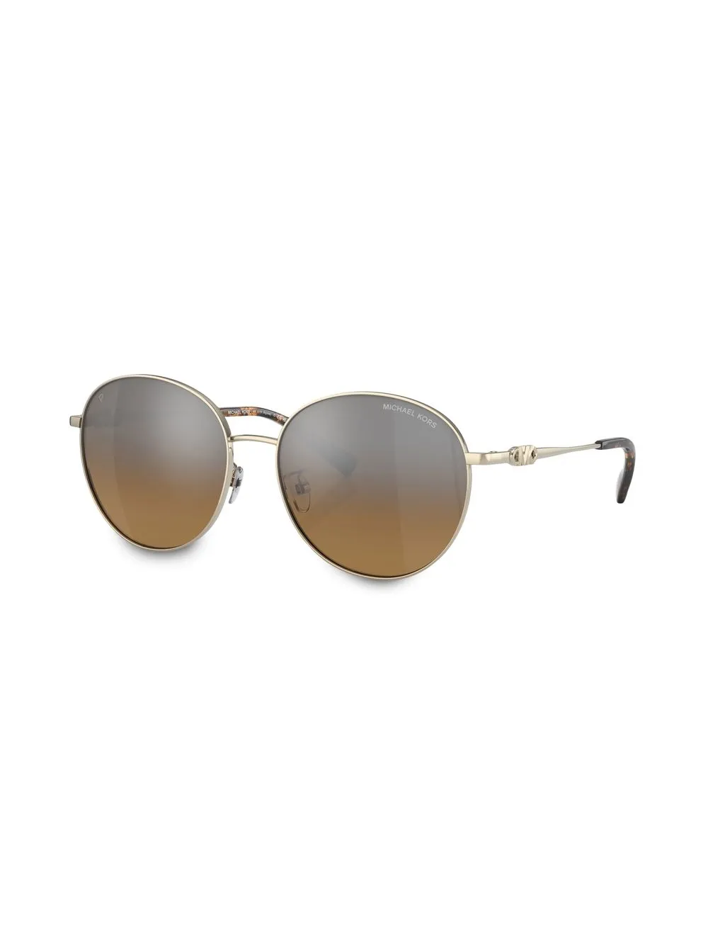 Shop Michael Kors Alpine Round-frame Mirrored Sunglasses In Gold