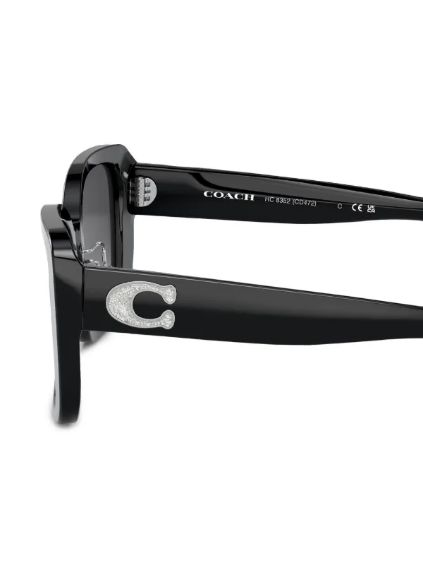 Coach logo-plaque square-frame Sunglasses | Black | FARFETCH display picture 1
