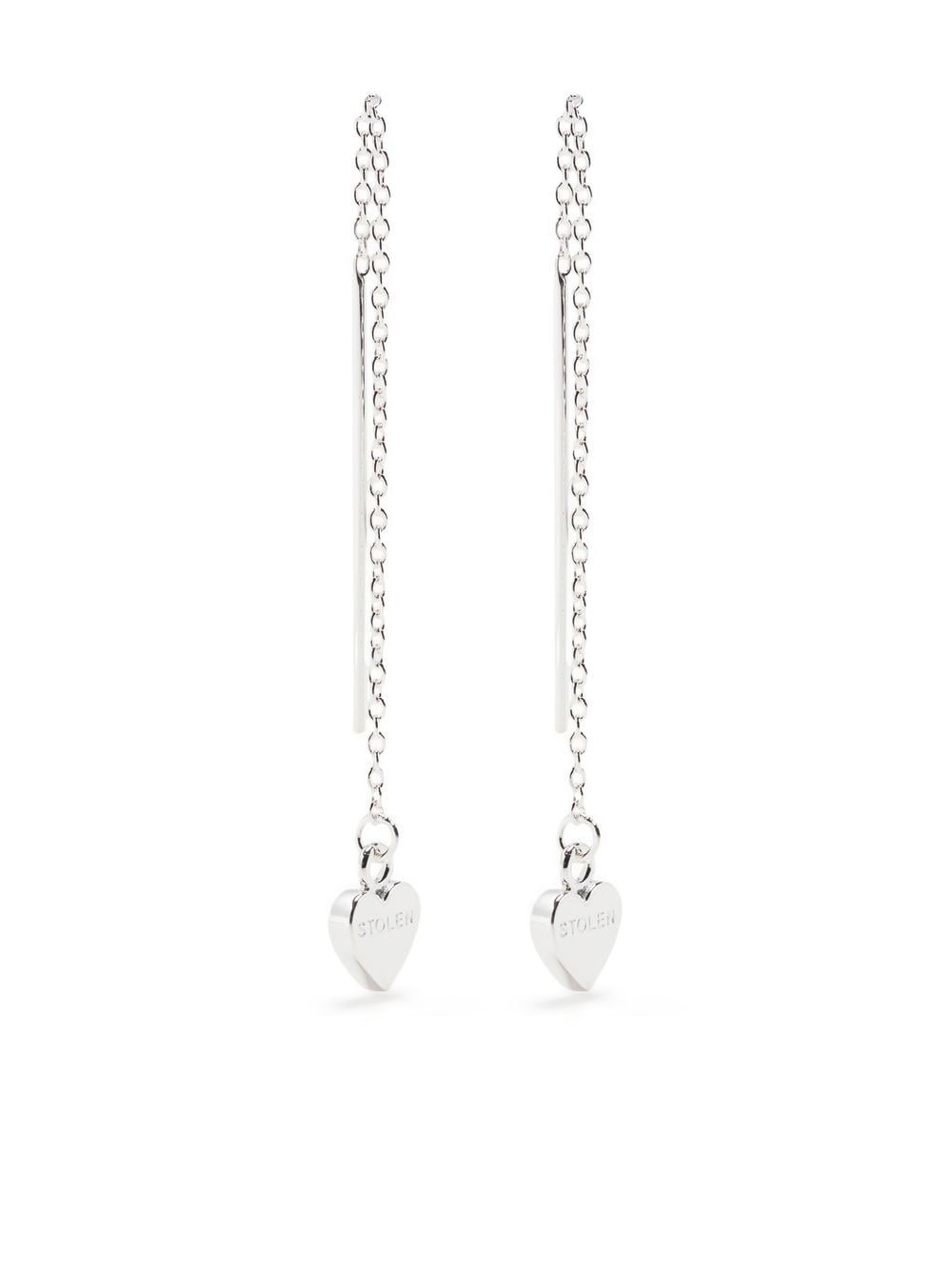 silver-plated drop earrings