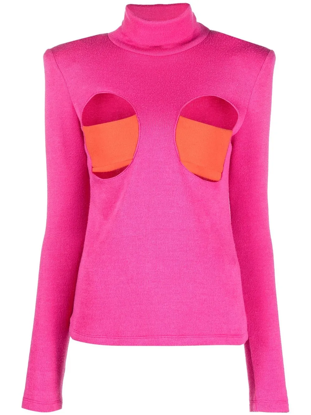 

Sara Battaglia cut-out roll-neck jumper - Pink