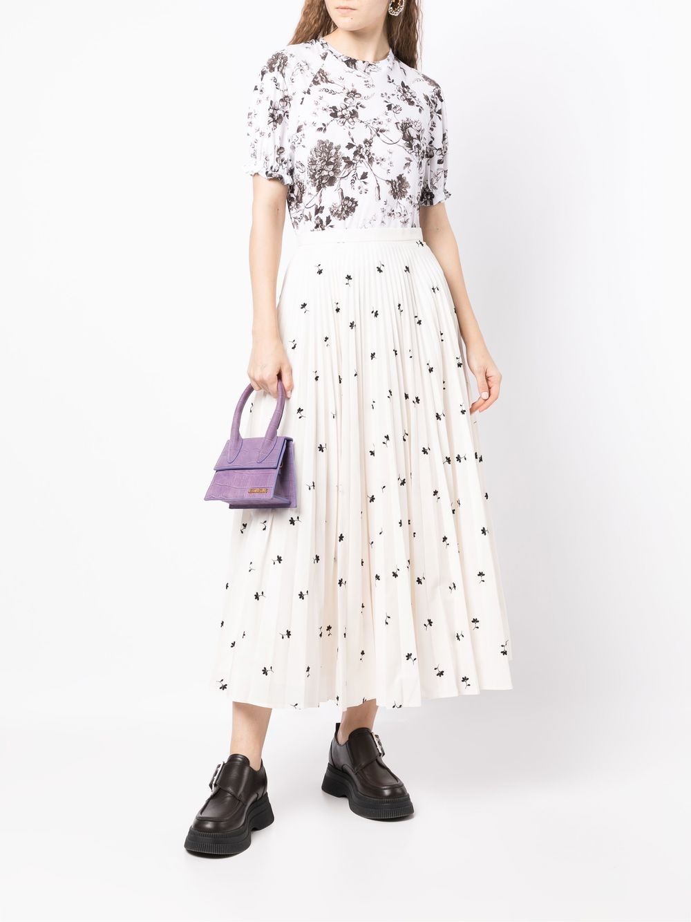 Erdem Rok met geborduurde bloemen - Wit