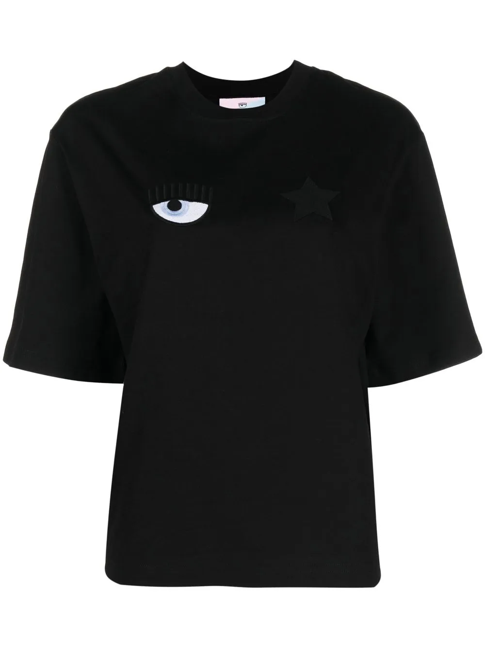 

Chiara Ferragni logo-patch cotton T-shirt - Black