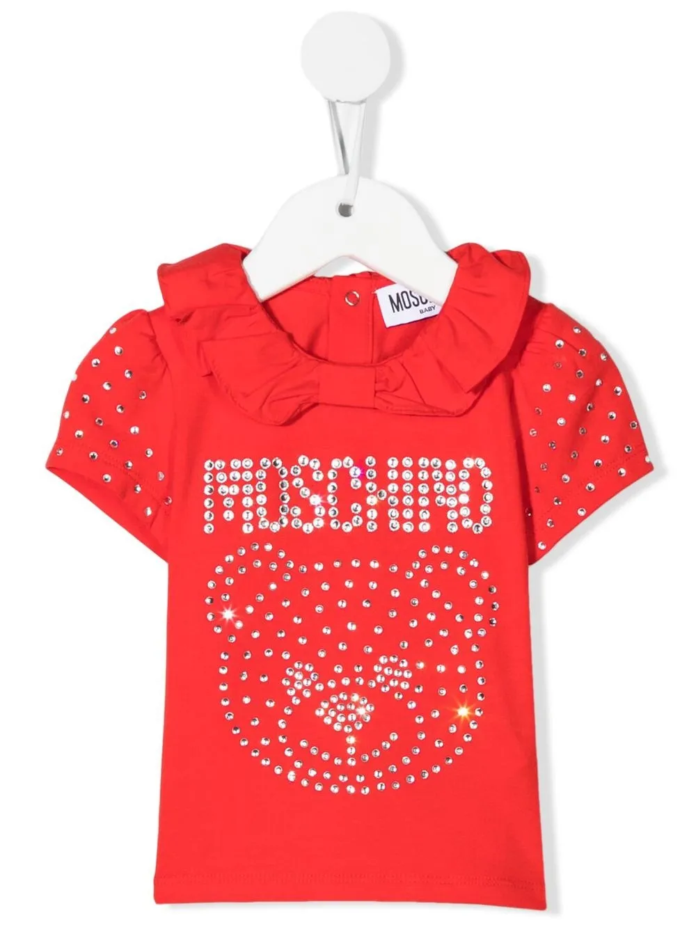 Image 1 of Moschino Kids rhinestone-embellished ruffle T-shirt