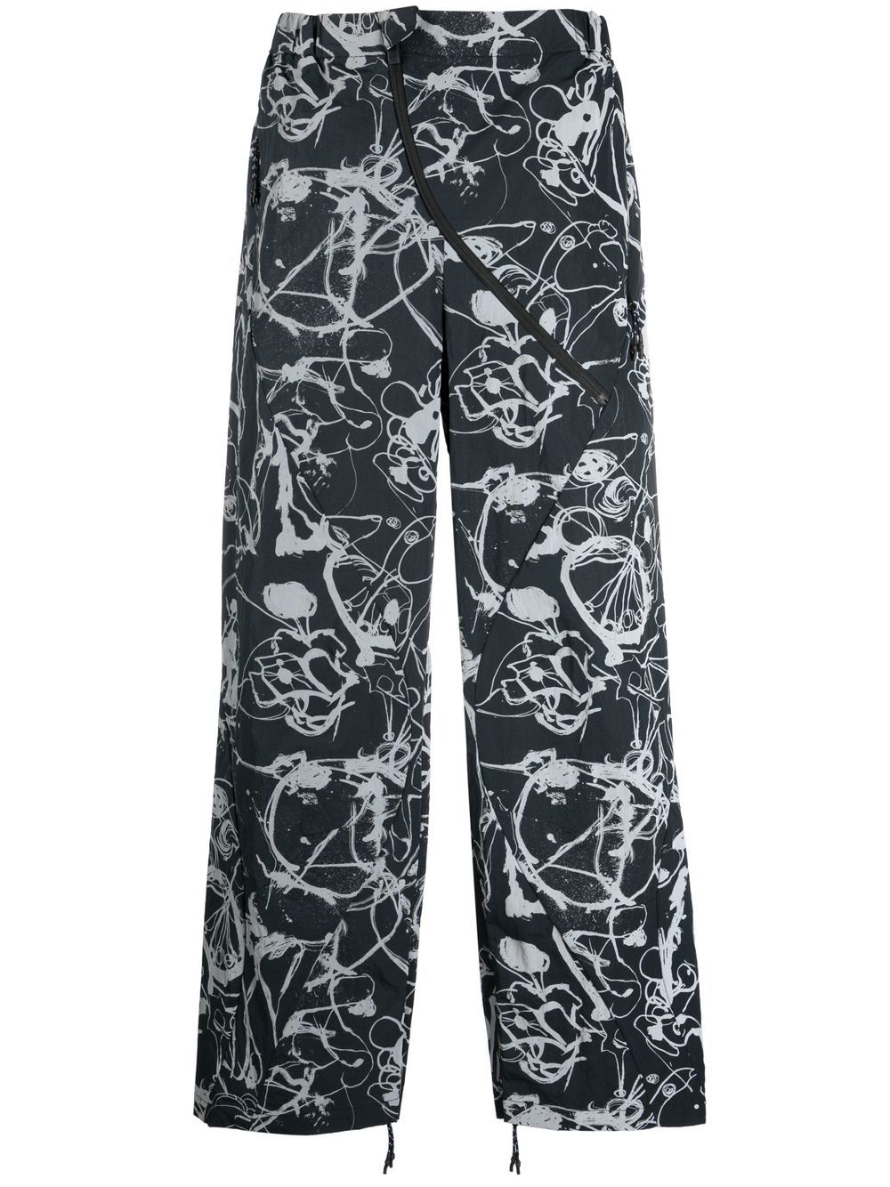 Mcq By Alexander Mcqueen Abstract-print Straight-leg Trousers In Black
