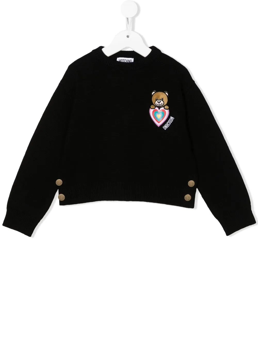 

Moschino Kids suéter tejido con logo bordado - Negro