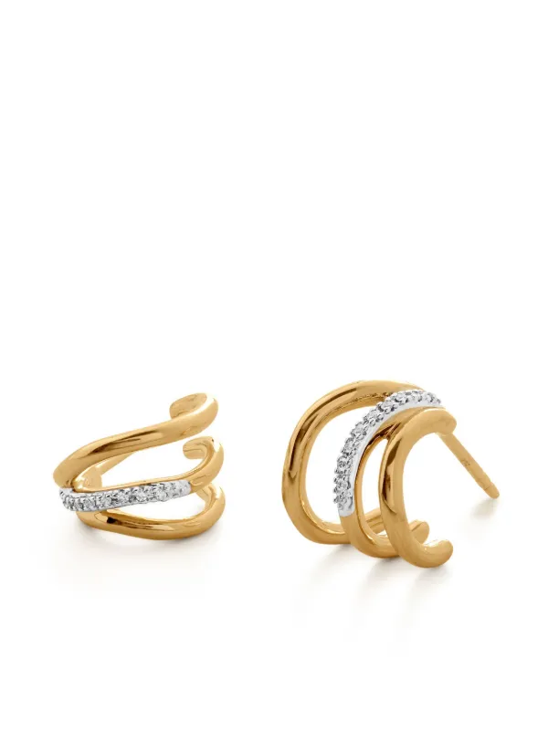 Monica Vinader Riva Huggie Earrings Gold FARFETCH JO