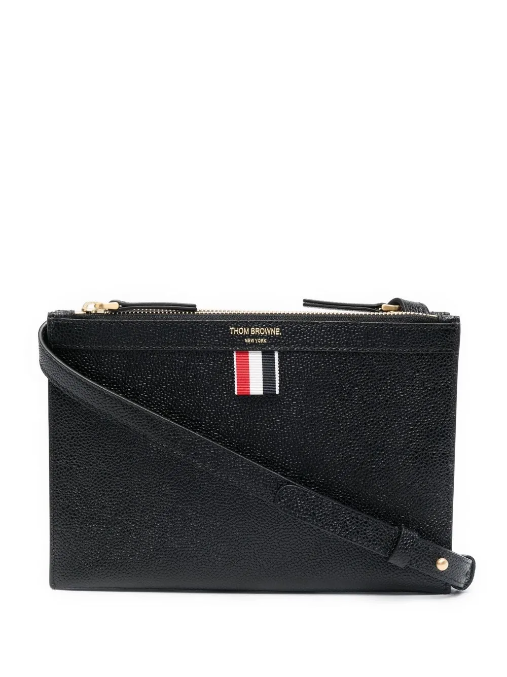 

Thom Browne grosgrain-tab leather crossbody bag - Black