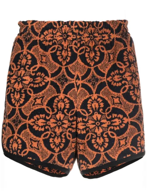 Marine Serre graphic-print cotton track shorts