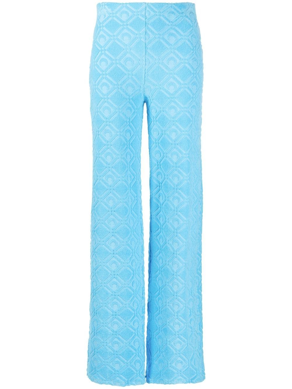 Shop Marine Serre Flared All-over Jacquard Trousers In Blue
