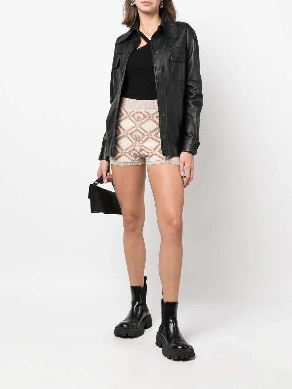 Marine Serre Shorts met jacquard - Beige