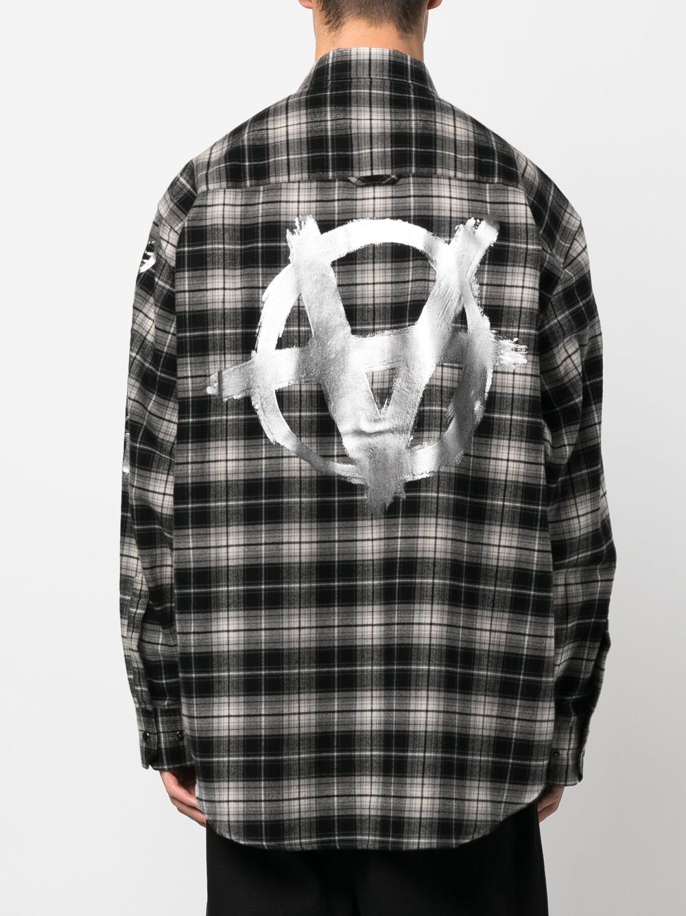 Shop Vetements Double-anarchy Flannel Shirt In Black