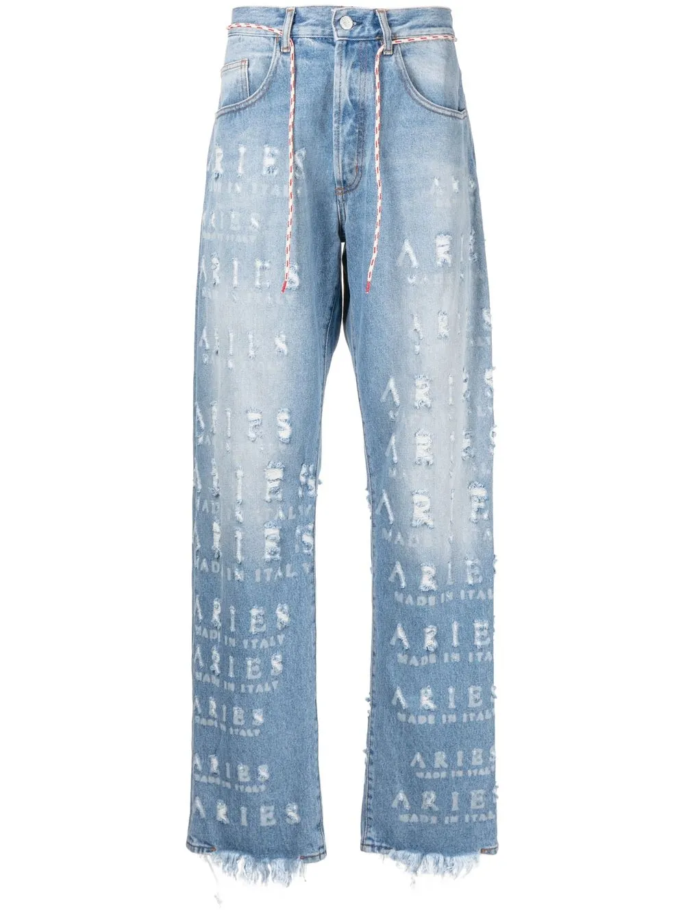 

Aries jeans con logo envejecido - Azul