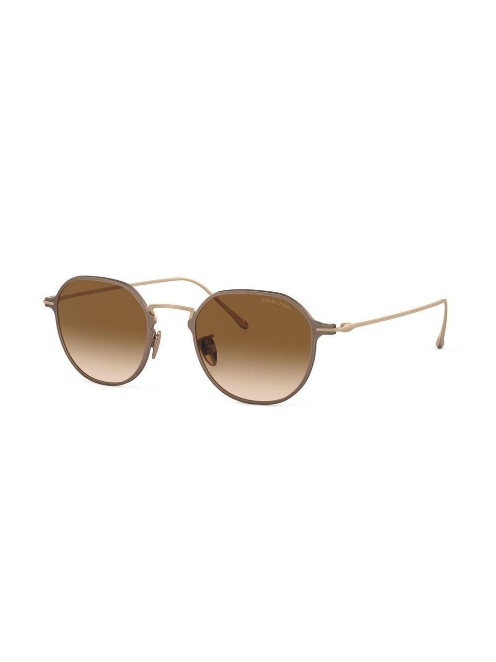 Shop Giorgio Armani Logo-print Round-frame Sunglasses In Gold
