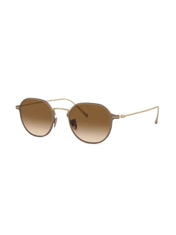 Giorgio Armani logo-print round-frame Sunglasses | Metallic | FARFETCH