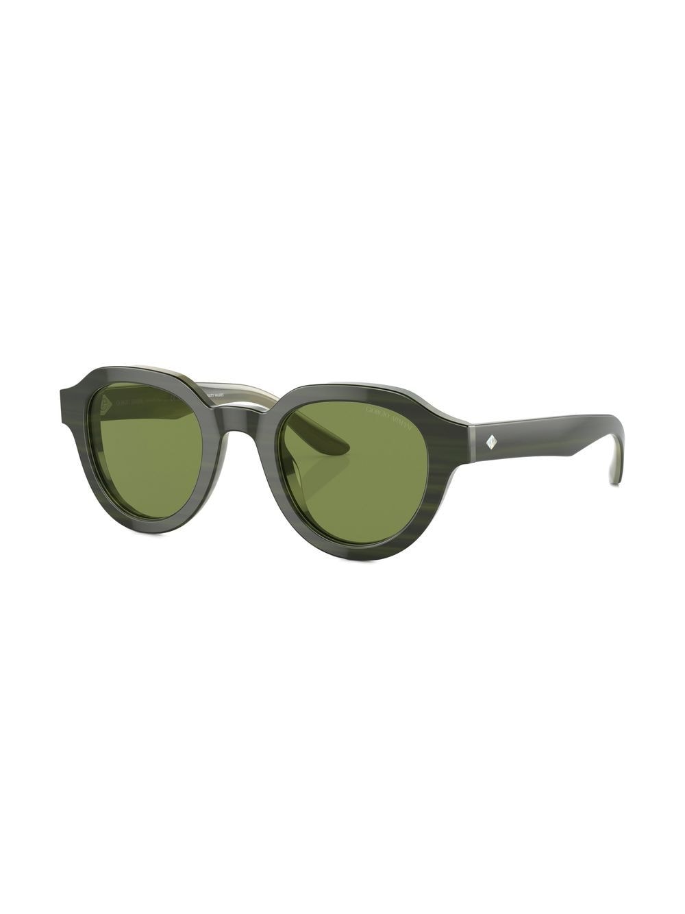 Shop Giorgio Armani Logo-print Round-frame Sunglasses In Schwarz