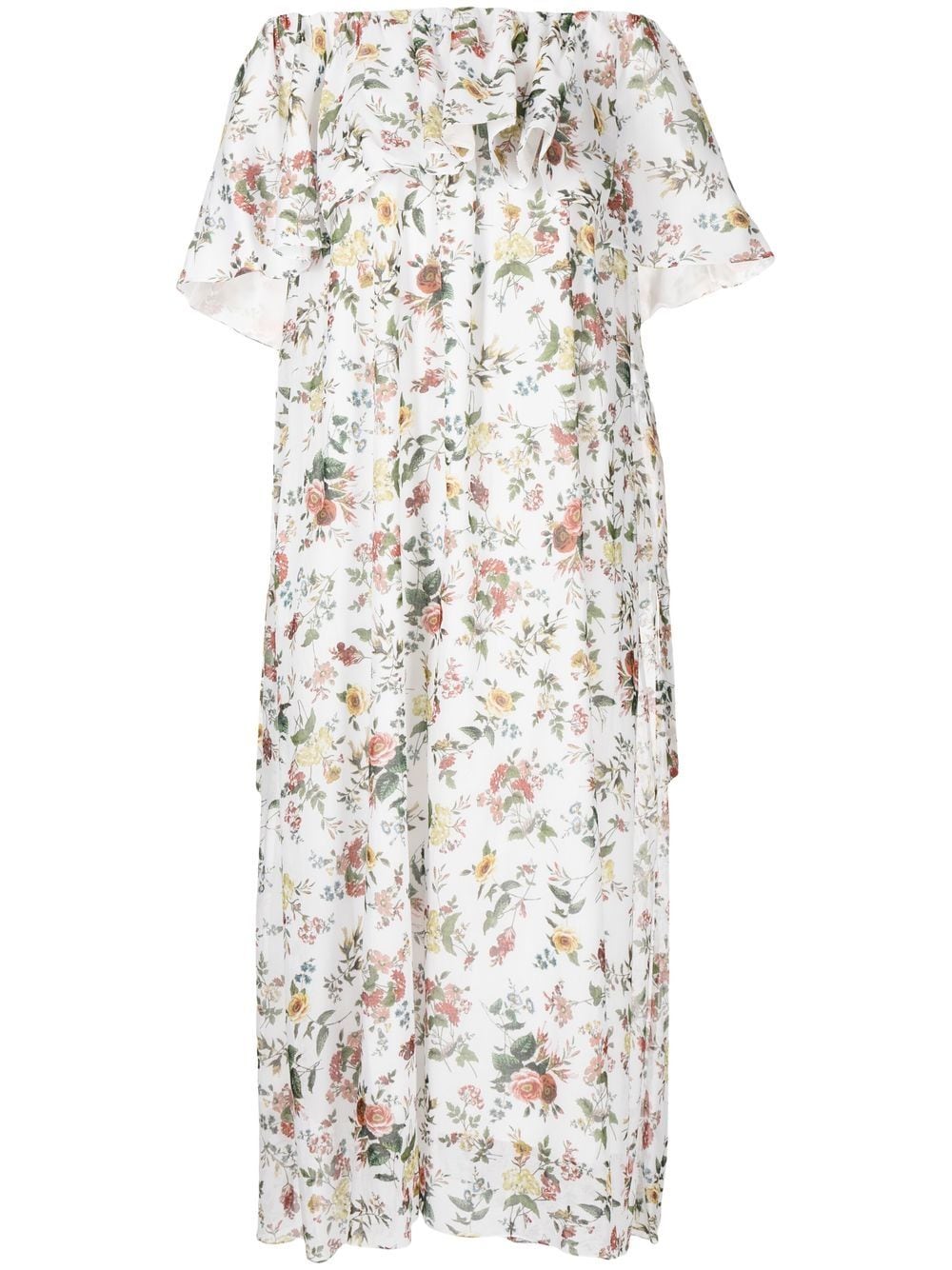 

Erdem vestido con estampado floral y volantes - Blanco