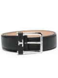 Tod's logo-buckle grained leather belt - Black