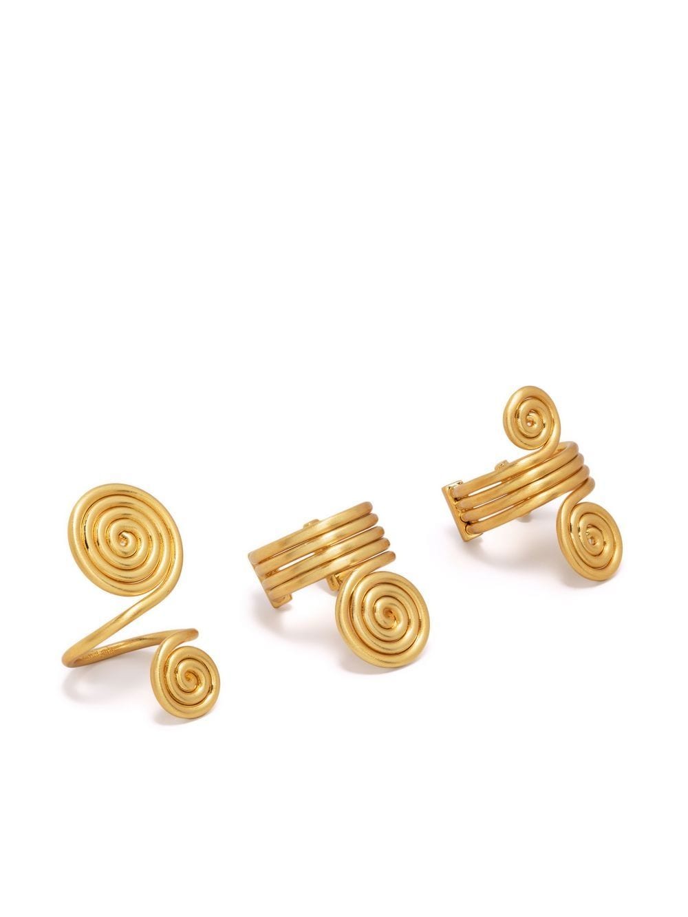 Cult Gaia Set Of Three Sculptural Rings In Gold