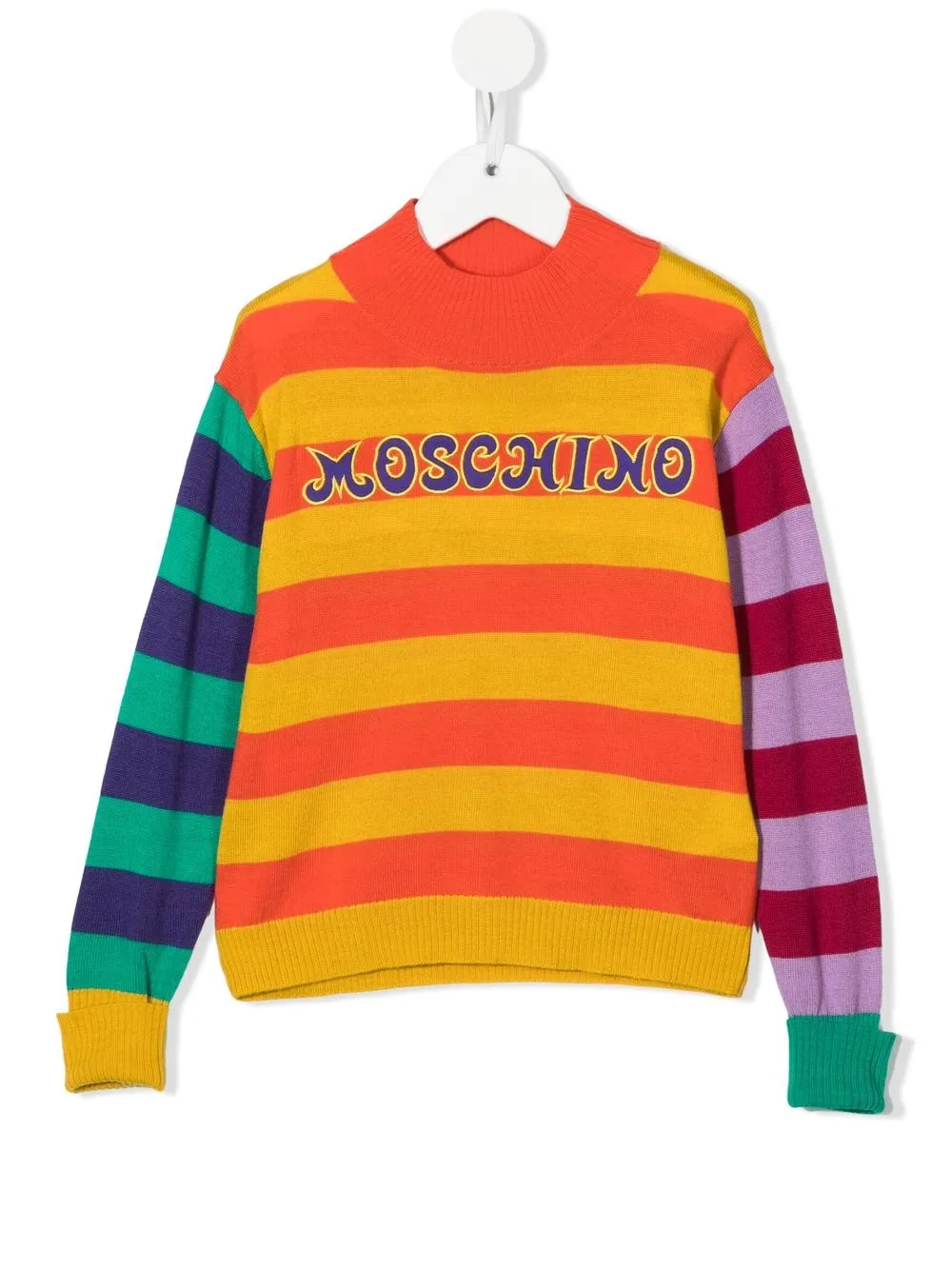 

Moschino Kids suéter a rayas con parche del logo - Amarillo