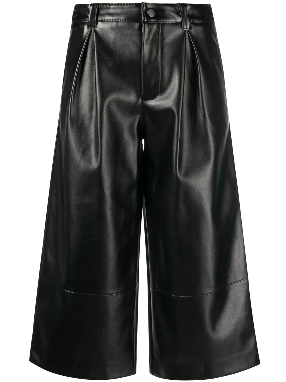 

TWINSET pleat-detail faux-leather culottes - Black