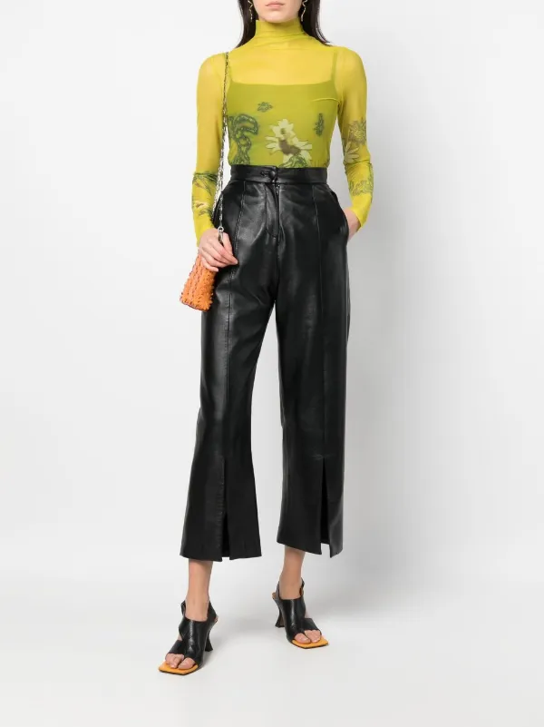 【関税込み】Collina Strada グリーン Dandelion トップス Collina Strada lace-embroidered long-sleeve Top | Green